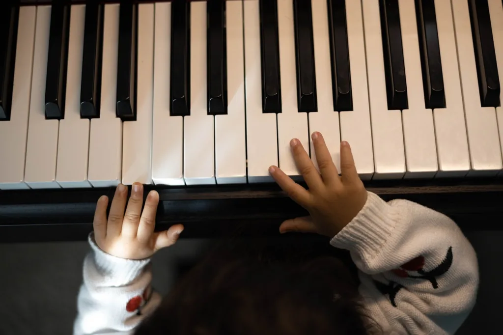 piano learning of a child, part of child prodigy