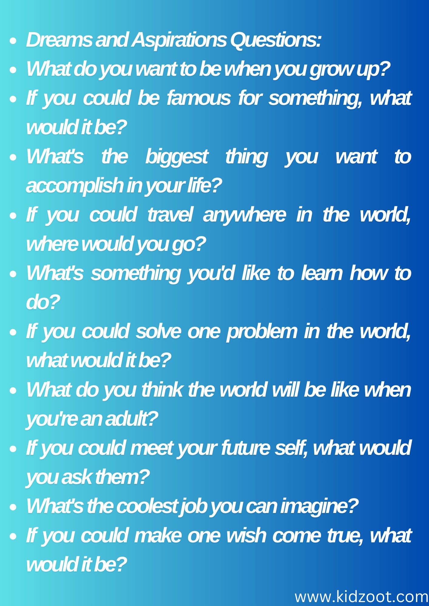 kids interview question about dreams and aspiration