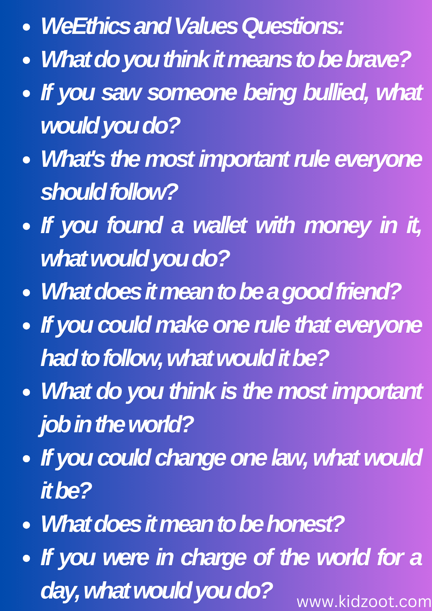 kids interview question ethics and interview